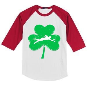 St Patrick's Day Swimming Cute Gift And Adults Gift Kids Colorblock Raglan Jersey