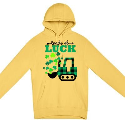 St Patricks Day Funny Truck Loads Of Luck Buffalo Plaid Gift Premium Pullover Hoodie