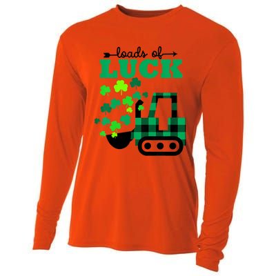 St Patricks Day Funny Truck Loads Of Luck Buffalo Plaid Gift Cooling Performance Long Sleeve Crew