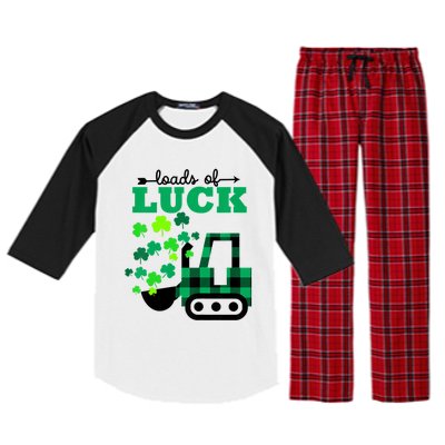 St Patricks Day Funny Truck Loads Of Luck Buffalo Plaid Gift Raglan Sleeve Pajama Set