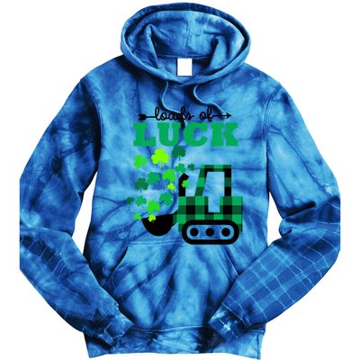 St Patricks Day Funny Truck Loads Of Luck Buffalo Plaid Gift Tie Dye Hoodie