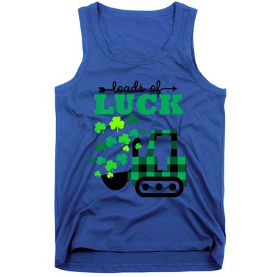 St Patricks Day Funny Truck Loads Of Luck Buffalo Plaid Gift Tank Top