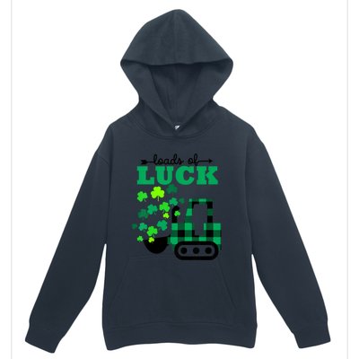 St Patricks Day Funny Truck Loads Of Luck Buffalo Plaid Gift Urban Pullover Hoodie