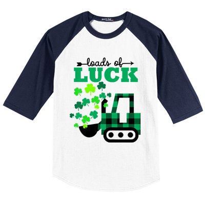 St Patricks Day Funny Truck Loads Of Luck Buffalo Plaid Gift Baseball Sleeve Shirt