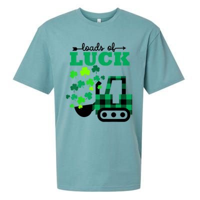 St Patricks Day Funny Truck Loads Of Luck Buffalo Plaid Gift Sueded Cloud Jersey T-Shirt