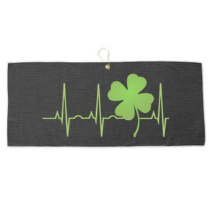 St Patricks Day Cute Gift Irish Heartbeat Hooded Gift Large Microfiber Waffle Golf Towel