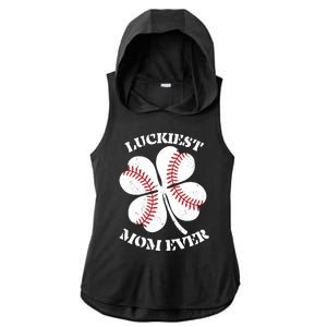 St Patrick's Day Shamrock Luckiest Mom Ever Irish Saint Paddy's Ladies PosiCharge Tri-Blend Wicking Draft Hoodie Tank