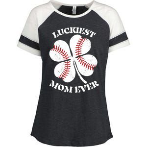 St Patrick's Day Shamrock Luckiest Mom Ever Irish Saint Paddy's Enza Ladies Jersey Colorblock Tee