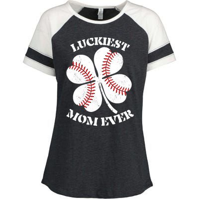 St Patrick's Day Shamrock Luckiest Mom Ever Irish Saint Paddy's Enza Ladies Jersey Colorblock Tee