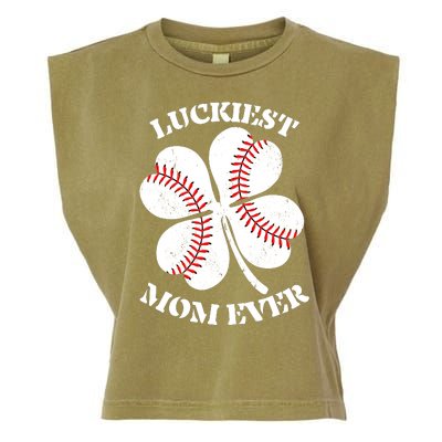 St Patrick's Day Shamrock Luckiest Mom Ever Irish Saint Paddy's Garment-Dyed Women's Muscle Tee