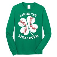 St Patrick's Day Shamrock Luckiest Mom Ever Irish Saint Paddy's Long Sleeve Shirt