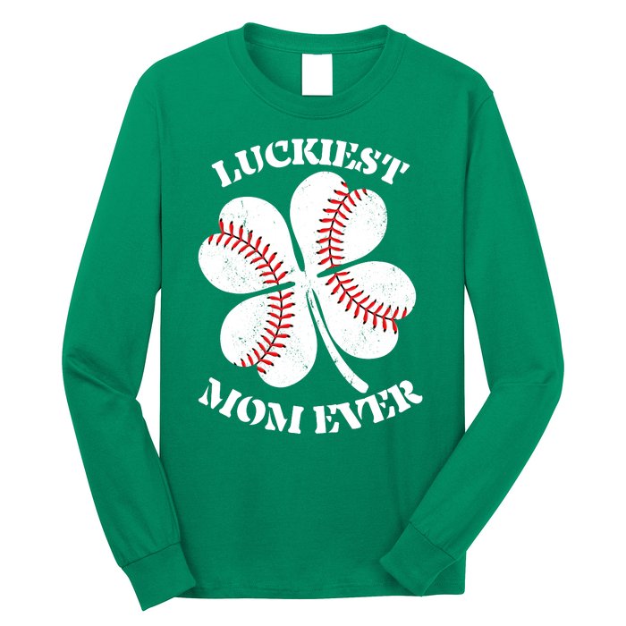 St Patrick's Day Shamrock Luckiest Mom Ever Irish Saint Paddy's Long Sleeve Shirt