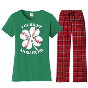 St Patrick's Day Shamrock Luckiest Mom Ever Irish Saint Paddy's Women's Flannel Pajama Set