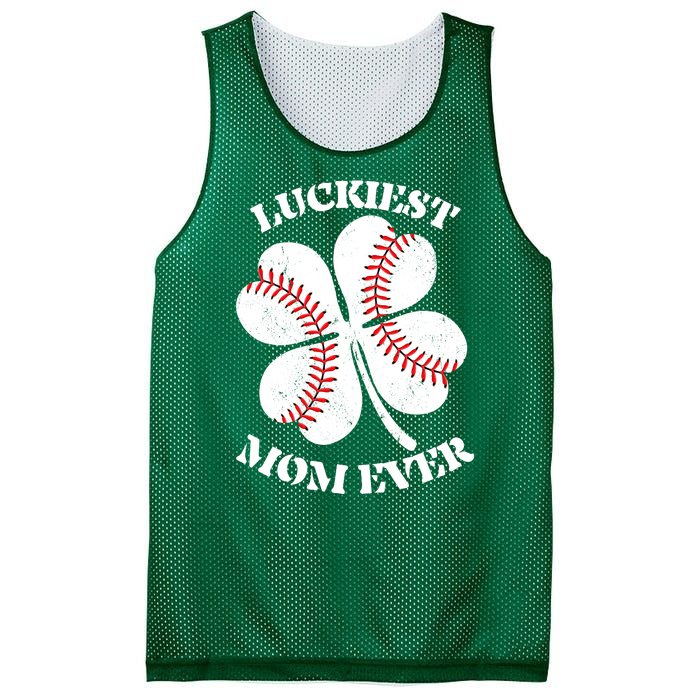 St Patrick's Day Shamrock Luckiest Mom Ever Irish Saint Paddy's Mesh Reversible Basketball Jersey Tank