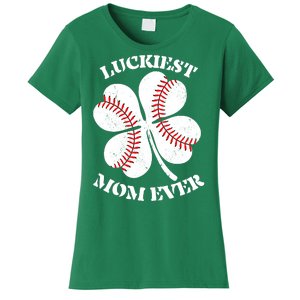 St Patrick's Day Shamrock Luckiest Mom Ever Irish Saint Paddy's Women's T-Shirt