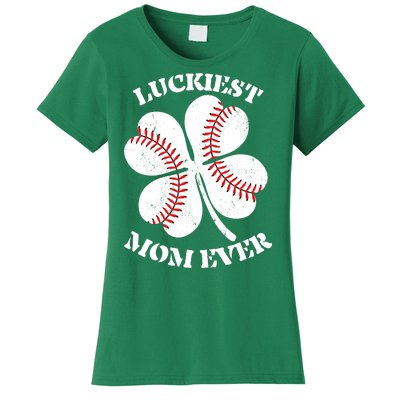 St Patrick's Day Shamrock Luckiest Mom Ever Irish Saint Paddy's Women's T-Shirt