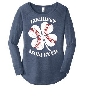 St Patrick's Day Shamrock Luckiest Mom Ever Irish Saint Paddy's Women's Perfect Tri Tunic Long Sleeve Shirt