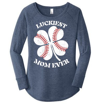 St Patrick's Day Shamrock Luckiest Mom Ever Irish Saint Paddy's Women's Perfect Tri Tunic Long Sleeve Shirt