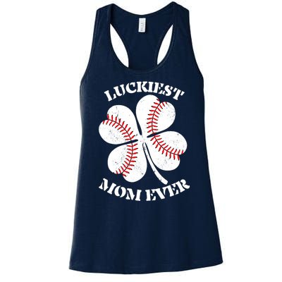 St Patrick's Day Shamrock Luckiest Mom Ever Irish Saint Paddy's Women's Racerback Tank