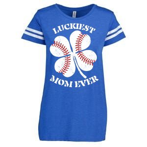 St Patrick's Day Shamrock Luckiest Mom Ever Irish Saint Paddy's Enza Ladies Jersey Football T-Shirt