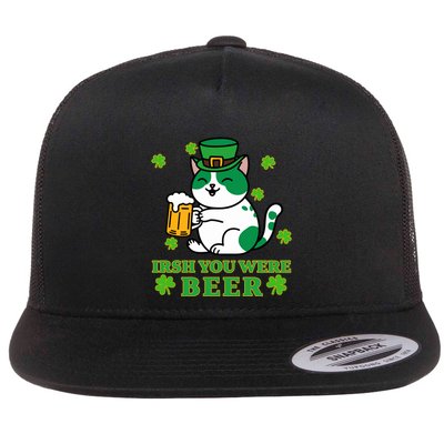 St Patricks Day Irish You Were Beer Cat Lover Funny Gift Flat Bill Trucker Hat