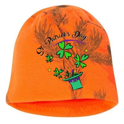 St. Patrick's Day Cool Hat Illustration Shamrock Kati - Camo Knit Beanie