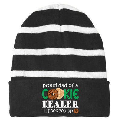 Scout Proud Dad Of A Cookie Dealer Troop Leader Striped Beanie with Solid Band