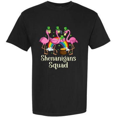 St Patrick's Day Shenanigan Squad Leprechaun Irish Flamingo Garment-Dyed Heavyweight T-Shirt