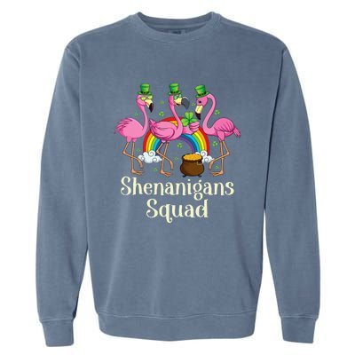 St Patrick's Day Shenanigan Squad Leprechaun Irish Flamingo Garment-Dyed Sweatshirt