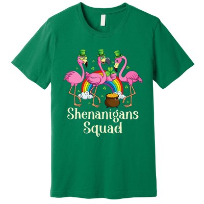 St Patrick's Day Shenanigan Squad Leprechaun Irish Flamingo Premium T-Shirt