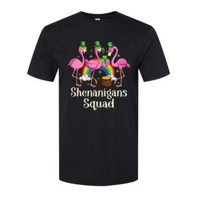 St Patrick's Day Shenanigan Squad Leprechaun Irish Flamingo Softstyle CVC T-Shirt