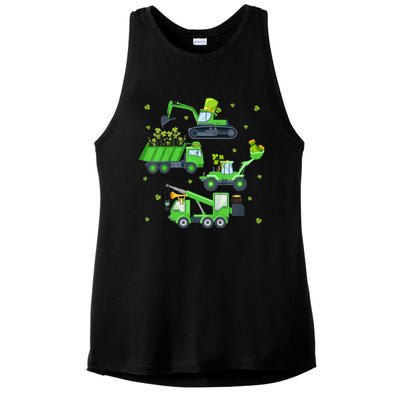 St Patricks Day Shirts Crane Truck Construction Ladies PosiCharge Tri-Blend Wicking Tank