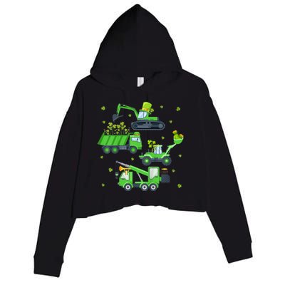 St Patricks Day Shirts Crane Truck Construction Crop Fleece Hoodie