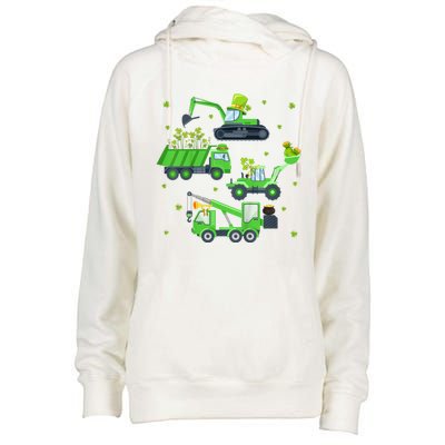 St Patricks Day Shirts Crane Truck Construction Womens Funnel Neck Pullover Hood