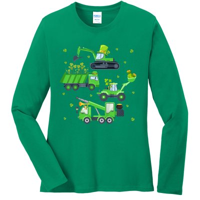 St Patricks Day Shirts Crane Truck Construction Ladies Long Sleeve Shirt