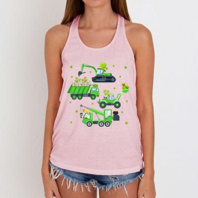 St Patricks Day Shirts Crane Truck Construction Women's Knotted Racerback Tank