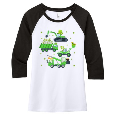 St Patricks Day Shirts Crane Truck Construction Women's Tri-Blend 3/4-Sleeve Raglan Shirt