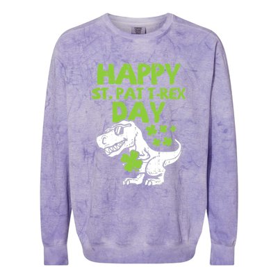 St Patricks Day Shirts Happy St Pat Trex Day Dino Gift Colorblast Crewneck Sweatshirt