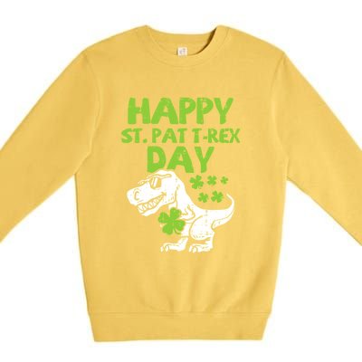 St Patricks Day Shirts Happy St Pat Trex Day Dino Gift Premium Crewneck Sweatshirt