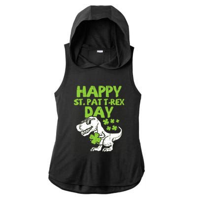 St Patricks Day Shirts Happy St Pat Trex Day Dino Gift Ladies PosiCharge Tri-Blend Wicking Draft Hoodie Tank