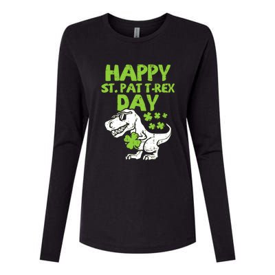 St Patricks Day Shirts Happy St Pat Trex Day Dino Gift Womens Cotton Relaxed Long Sleeve T-Shirt