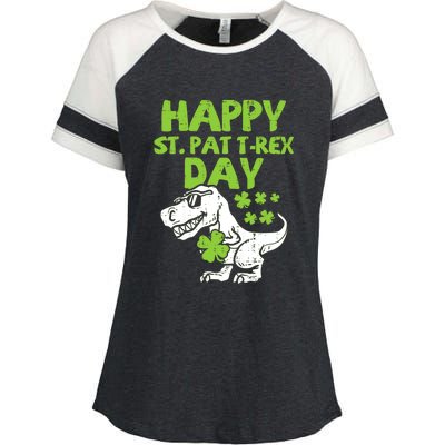 St Patricks Day Shirts Happy St Pat Trex Day Dino Gift Enza Ladies Jersey Colorblock Tee