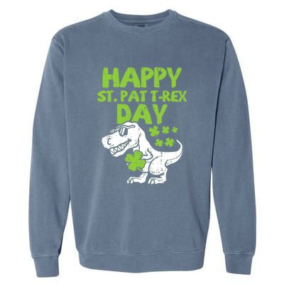 St Patricks Day Shirts Happy St Pat Trex Day Dino Gift Garment-Dyed Sweatshirt