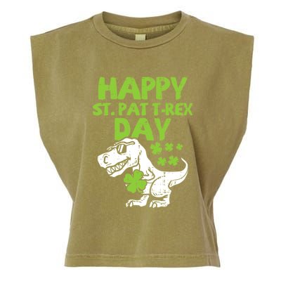 St Patricks Day Shirts Happy St Pat Trex Day Dino Gift Garment-Dyed Women's Muscle Tee