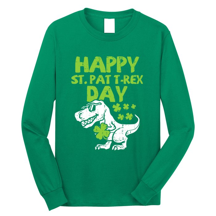 St Patricks Day Shirts Happy St Pat Trex Day Dino Gift Long Sleeve Shirt