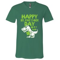 St Patricks Day Shirts Happy St Pat Trex Day Dino Gift V-Neck T-Shirt