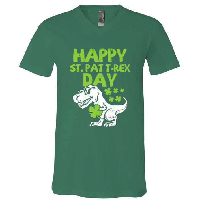 St Patricks Day Shirts Happy St Pat Trex Day Dino Gift V-Neck T-Shirt