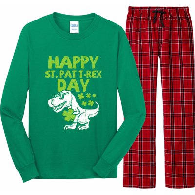 St Patricks Day Shirts Happy St Pat Trex Day Dino Gift Long Sleeve Pajama Set