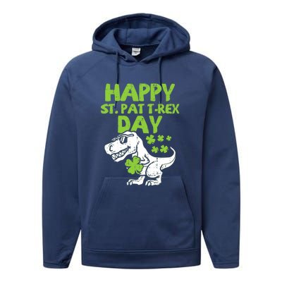 St Patricks Day Shirts Happy St Pat Trex Day Dino Gift Performance Fleece Hoodie