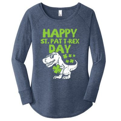 St Patricks Day Shirts Happy St Pat Trex Day Dino Gift Women's Perfect Tri Tunic Long Sleeve Shirt